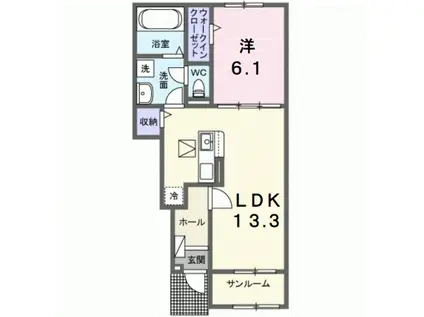 サニーフラットII(1LDK/1階)の間取り写真