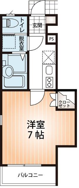 カーサグエル川内(1K/1階)の間取り写真