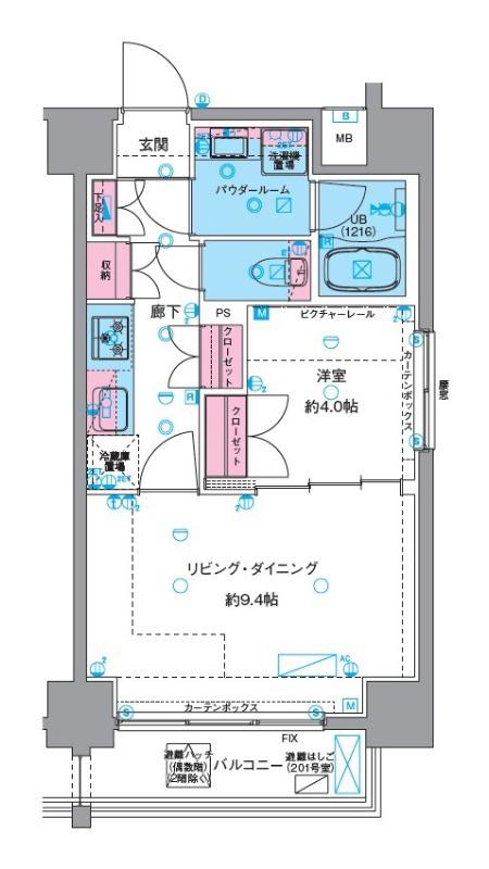 ジェノヴィア浅草VIスカイガーデン(1LDK/4階)の間取り写真