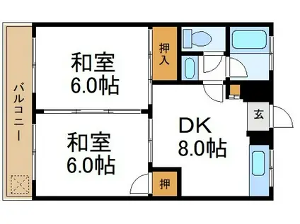 第三大信マンション(2DK/4階)の間取り写真