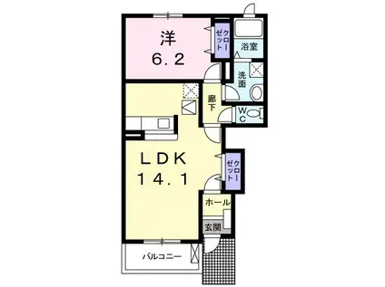ブリアン メゾン(1LDK/1階)の間取り写真