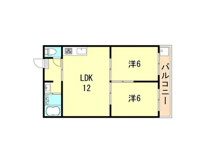 シャトー星が丘(2LDK/2階)の間取り写真