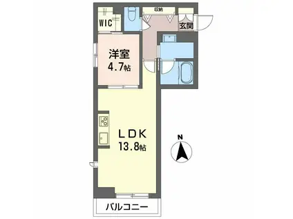 アンビシア西ノ内(1LDK/3階)の間取り写真