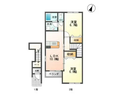 ツインクル コモ(2LDK/2階)の間取り写真