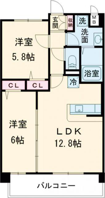 エグゼクティブ イーストタワー(2LDK/3階)の間取り写真