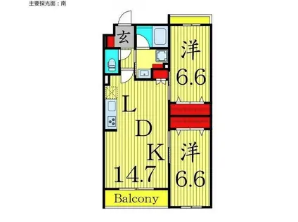 RIZIER VILLAGE西日暮里(2LDK/4階)の間取り写真