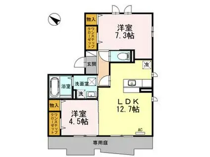 トリフォリウム(2LDK/1階)の間取り写真
