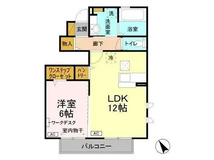 ヴィラ・アムールII(1LDK/1階)の間取り写真