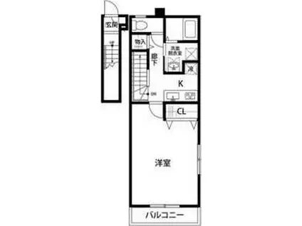 アンプルールリーブルPAPILLONB(1K/1階)の間取り写真