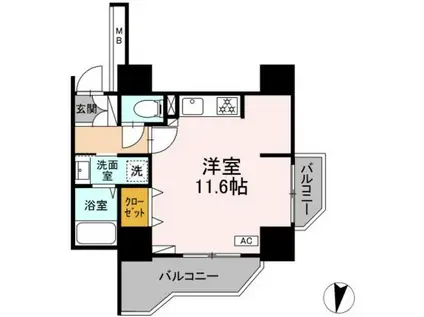 コラム神泉(1K/1階)の間取り写真