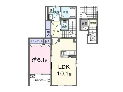 アバンツァートI(1LDK/2階)の間取り写真