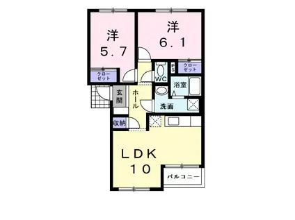 プリムローズ(2LDK/2階)の間取り写真
