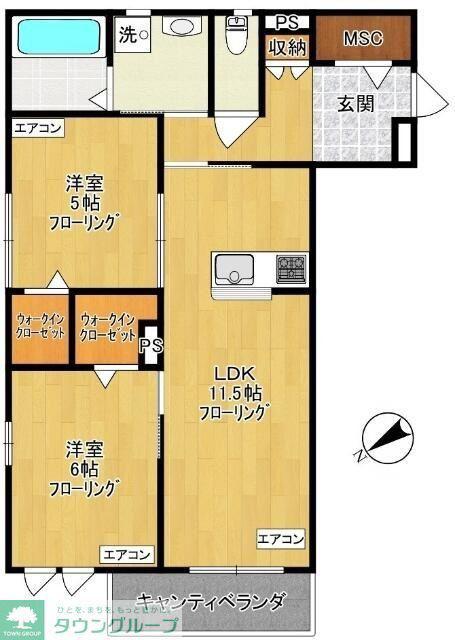 ゲートフロント(2LDK/3階)の間取り写真
