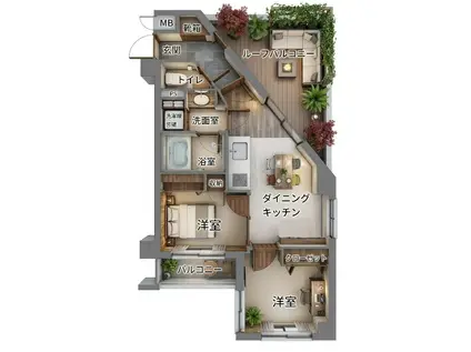 ジェイパーク大崎(2DK/3階)の間取り写真