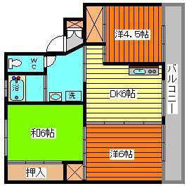 ビレッジハウス勝平2号棟(3DK/3階)の間取り写真