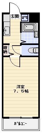 上杉マンション大学前(1K/2階)の間取り写真