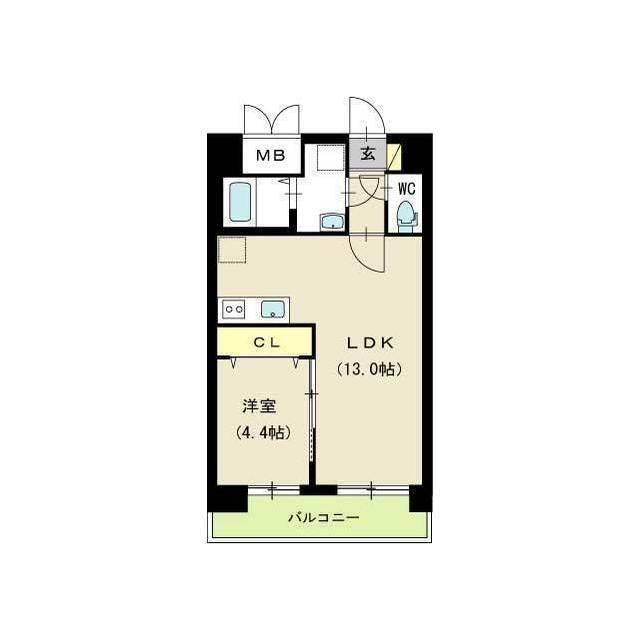 スカイオン本町(1LDK/9階)の間取り写真
