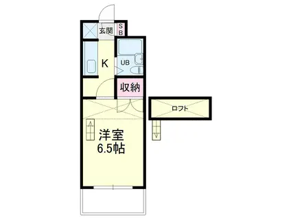 上島ロイドアパートC(1SK/2階)の間取り写真