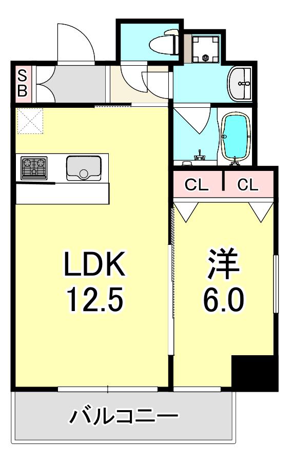 ラクラス本町東(1LDK/3階)の間取り写真