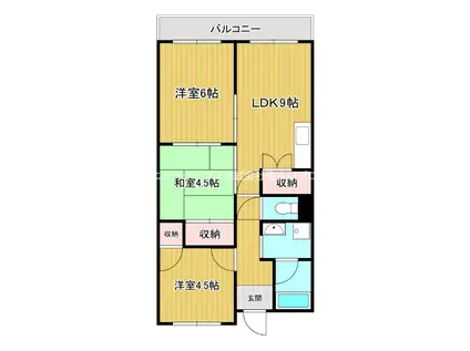 レジデンスアカイ(3LDK/4階)の間取り写真