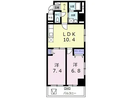 パルカーノ(2LDK/7階)の間取り写真