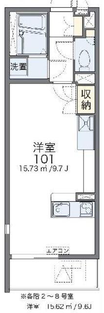 レオネクストトレフール(ワンルーム/1階)の間取り写真