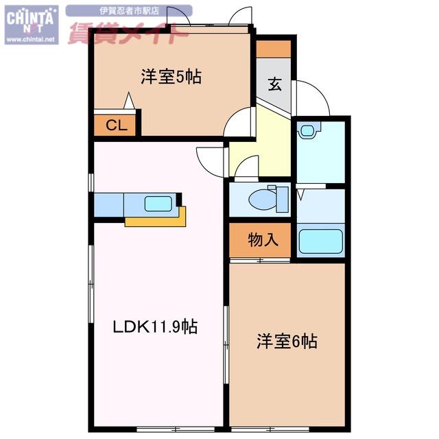 レーベン友生(2LDK/1階)の間取り写真