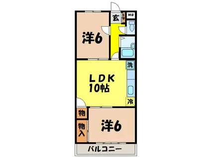 ハイツグリーンヒル(2LDK/1階)の間取り写真