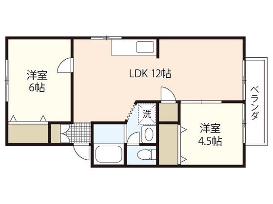 ポラリスB(2LDK/1階)の間取り写真