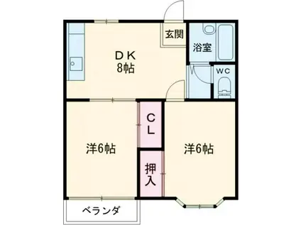 ヴェルデパルコ(2DK/2階)の間取り写真