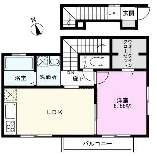 レジェンド・アキ(1LDK/2階)の間取り写真