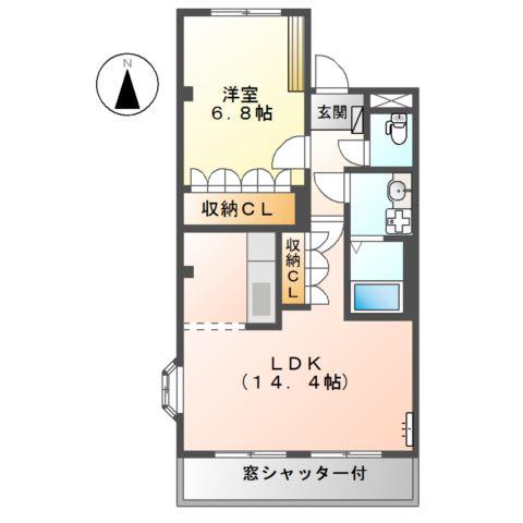 パラシオン(1LDK/1階)の間取り写真