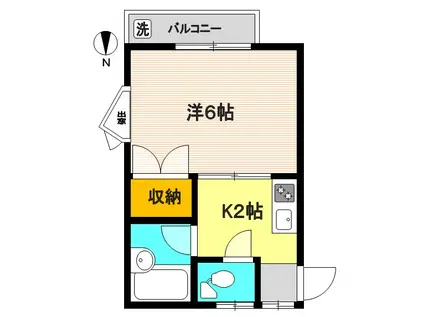 ハイツノースピア(1K/2階)の間取り写真