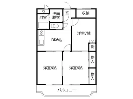 クレジュールアイズミ(3DK/1階)の間取り写真