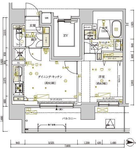 メインステージ両国II(1LDK/12階)の間取り写真