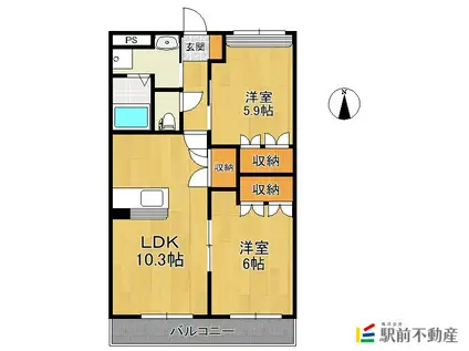 アリウス高田(2LDK/2階)の間取り写真