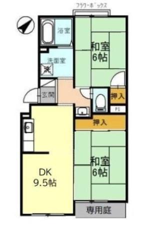 トリヴァン加守田(2DK/1階)の間取り写真