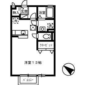 アムール(ワンルーム/1階)の間取り写真