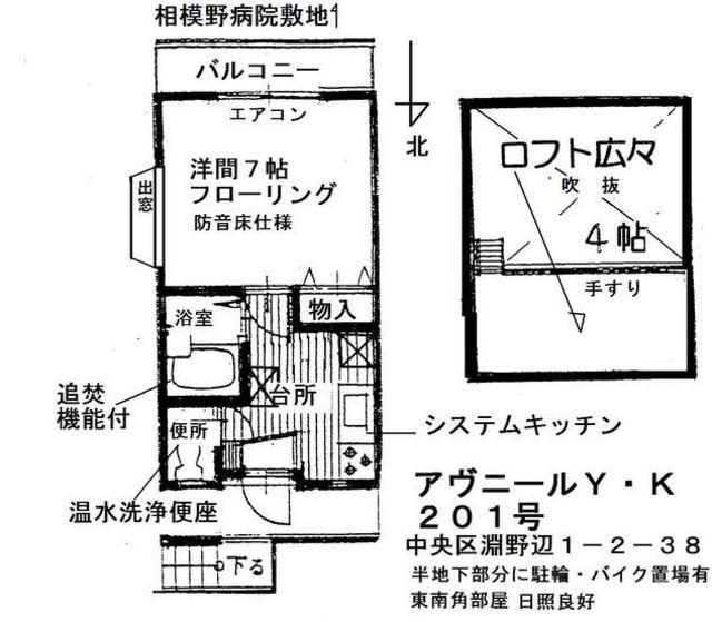 アヴニールY・K(1K/2階)の間取り写真