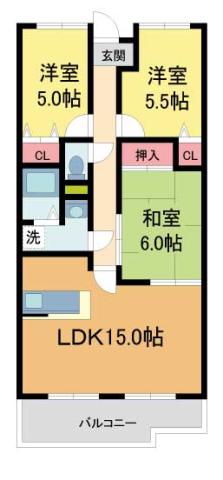 セレーノ花屋敷(3LDK/2階)の間取り写真