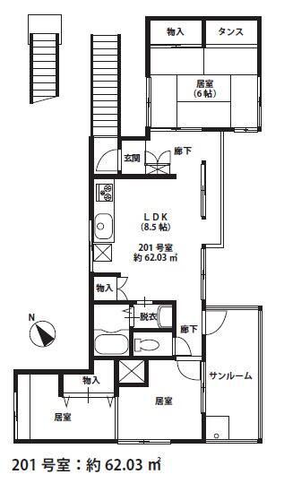 VILLA西ケ原(3DK/2階)の間取り写真
