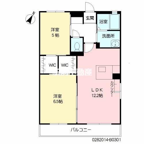 プロムナード夢咲 南(2LDK/3階)の間取り写真