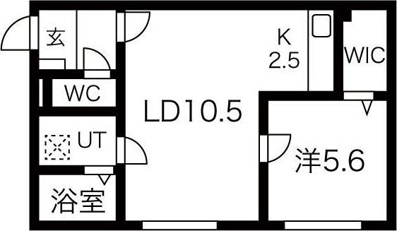 富丘ベース(1LDK/1階)の間取り写真