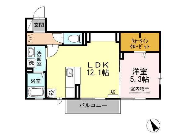 WIT CUBE AB(1LDK/2階)の間取り写真