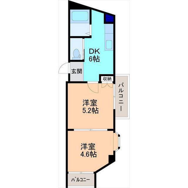 ノースヴィレッジII(2DK/4階)の間取り写真