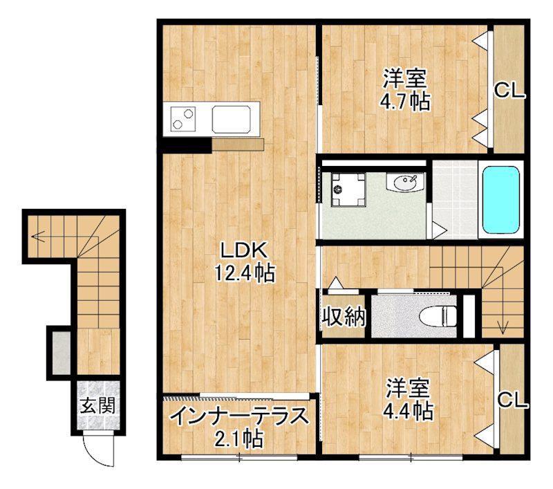ヴィオラ本鳥栖(2LDK/2階)の間取り写真
