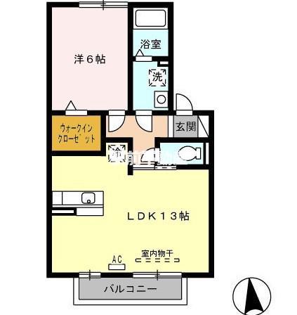 モンテカスカーダA棟(1LDK/2階)の間取り写真