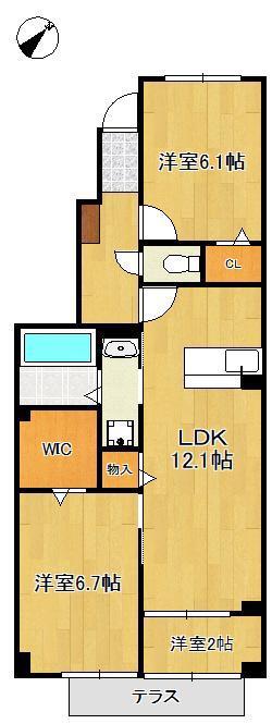 ロータス水巻2(2LDK/1階)の間取り写真