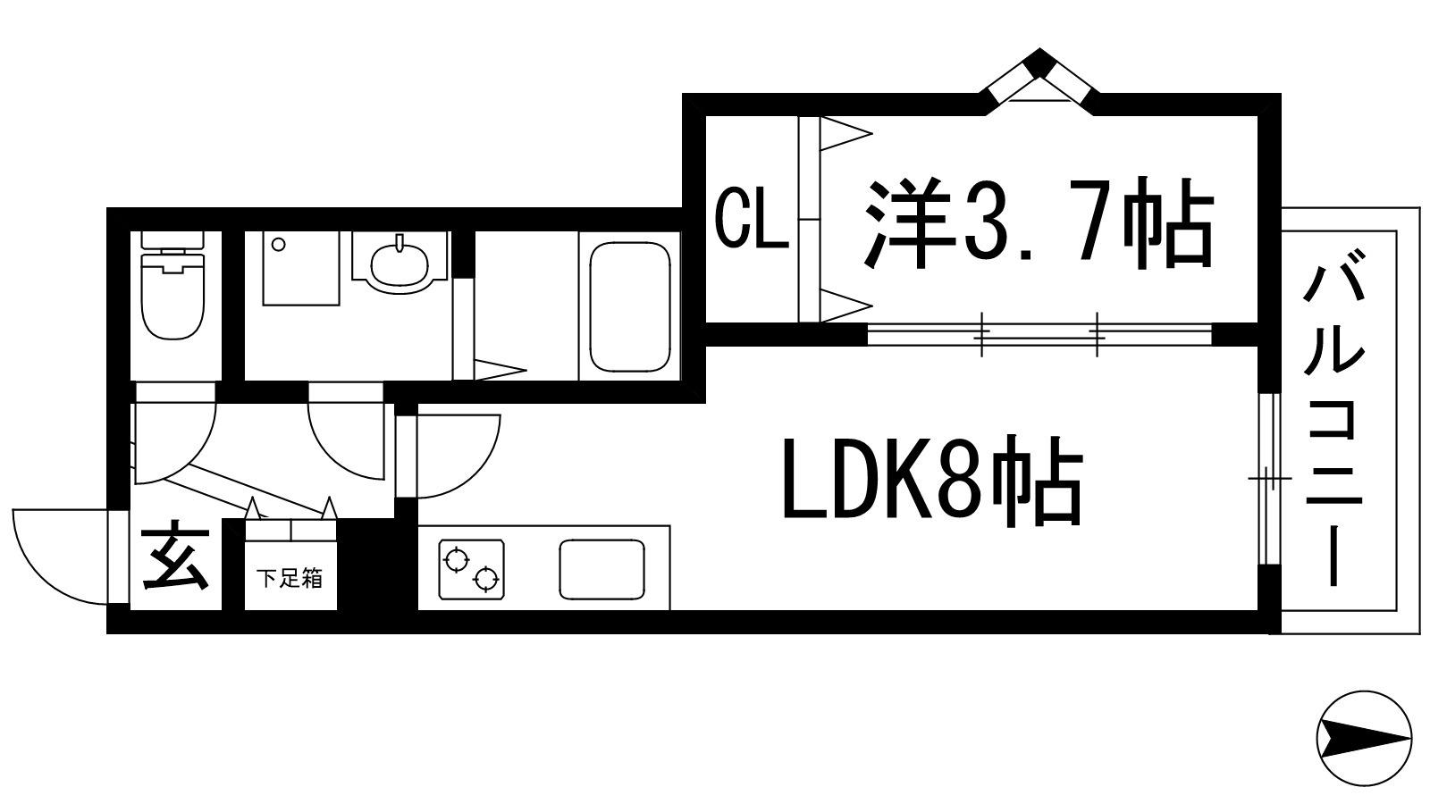 シエーナ川西中央3(1LDK/1階)の間取り写真