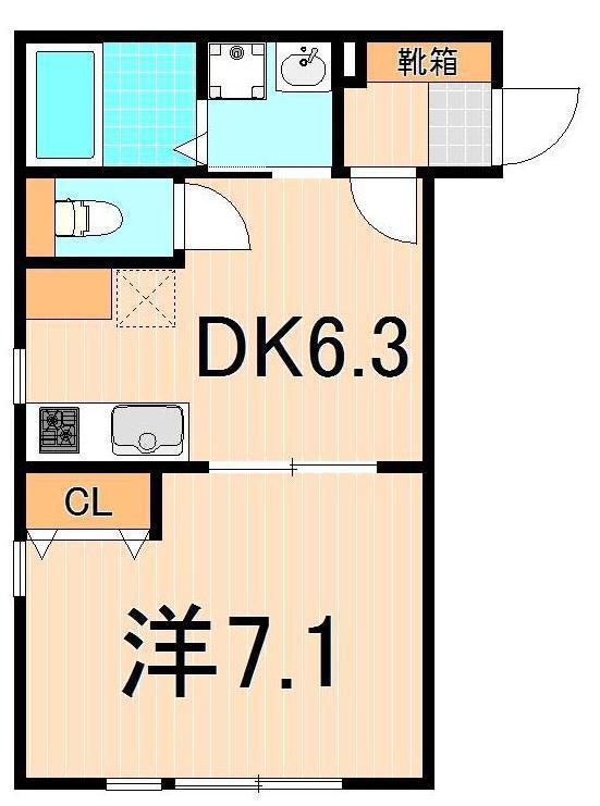 SQUARE2(1DK/2階)の間取り写真